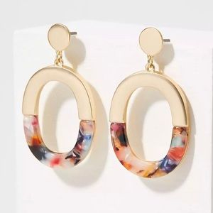 NWT LOFT Multi-Color Half Resin Drop Earrings